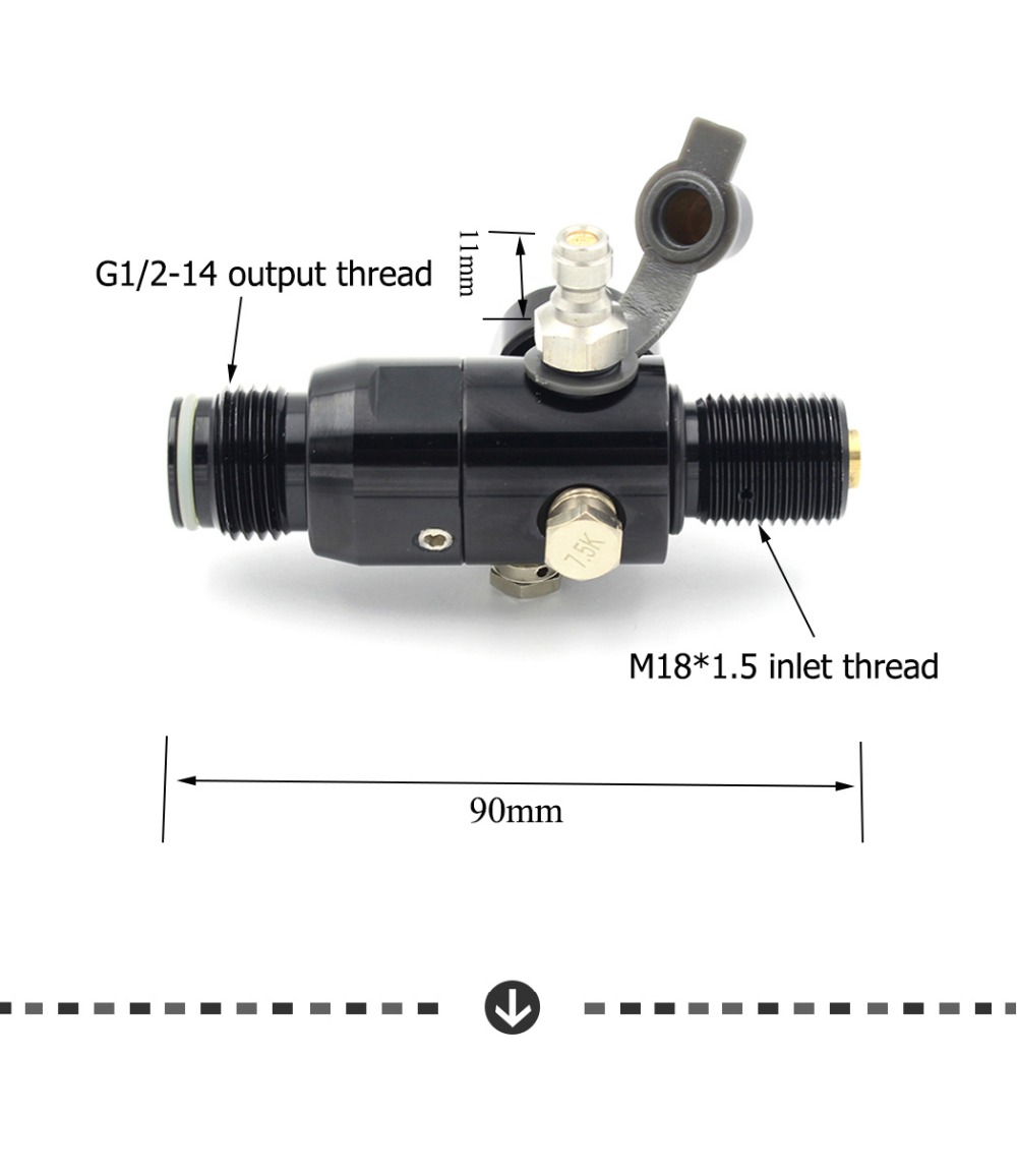 4500psi HPA Tank Valve 2800psi Thread 5/8''-18 UNF Regulator Paintball ...