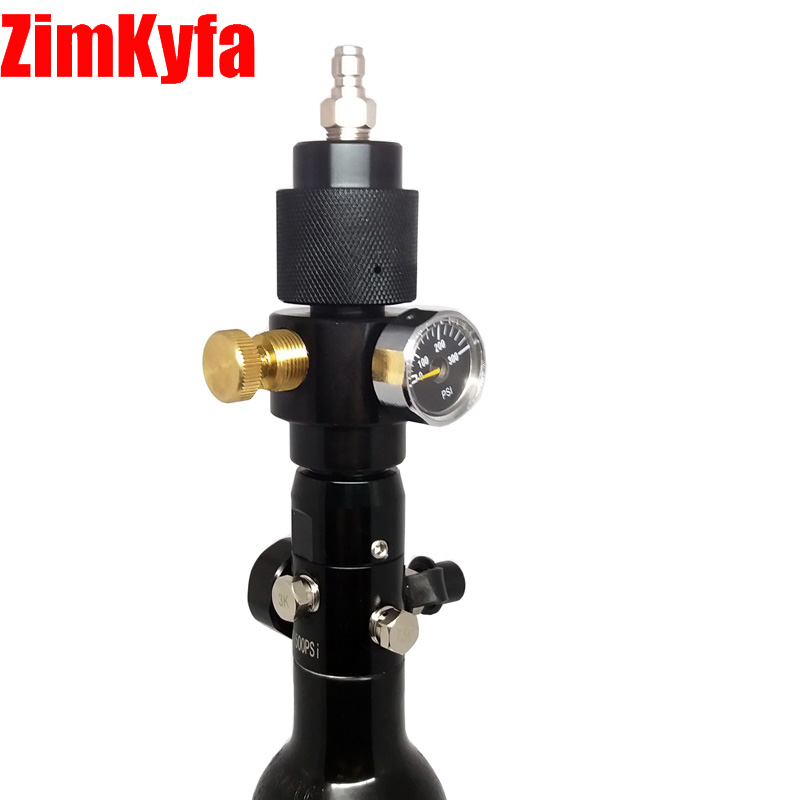 Paintball HPA Co2 Regulator Valve with Outlet Refill Adapter 0200psi